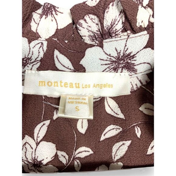 Monteau Los Angeles Faux Wrap Crop Blouse S - Picture 2 of 4